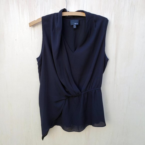 Greylin Tops - Greylin Black Sleeveless Asymmetrical Blouse - Size Medium